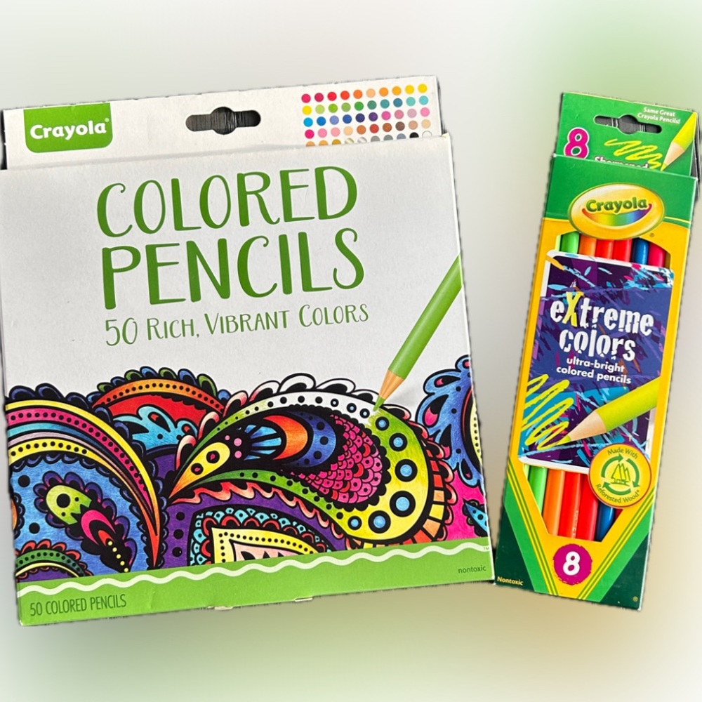Crayola Colored Pencils Bundle: 50 Rich Vibrant Colors + 8 Extreme Color NEW